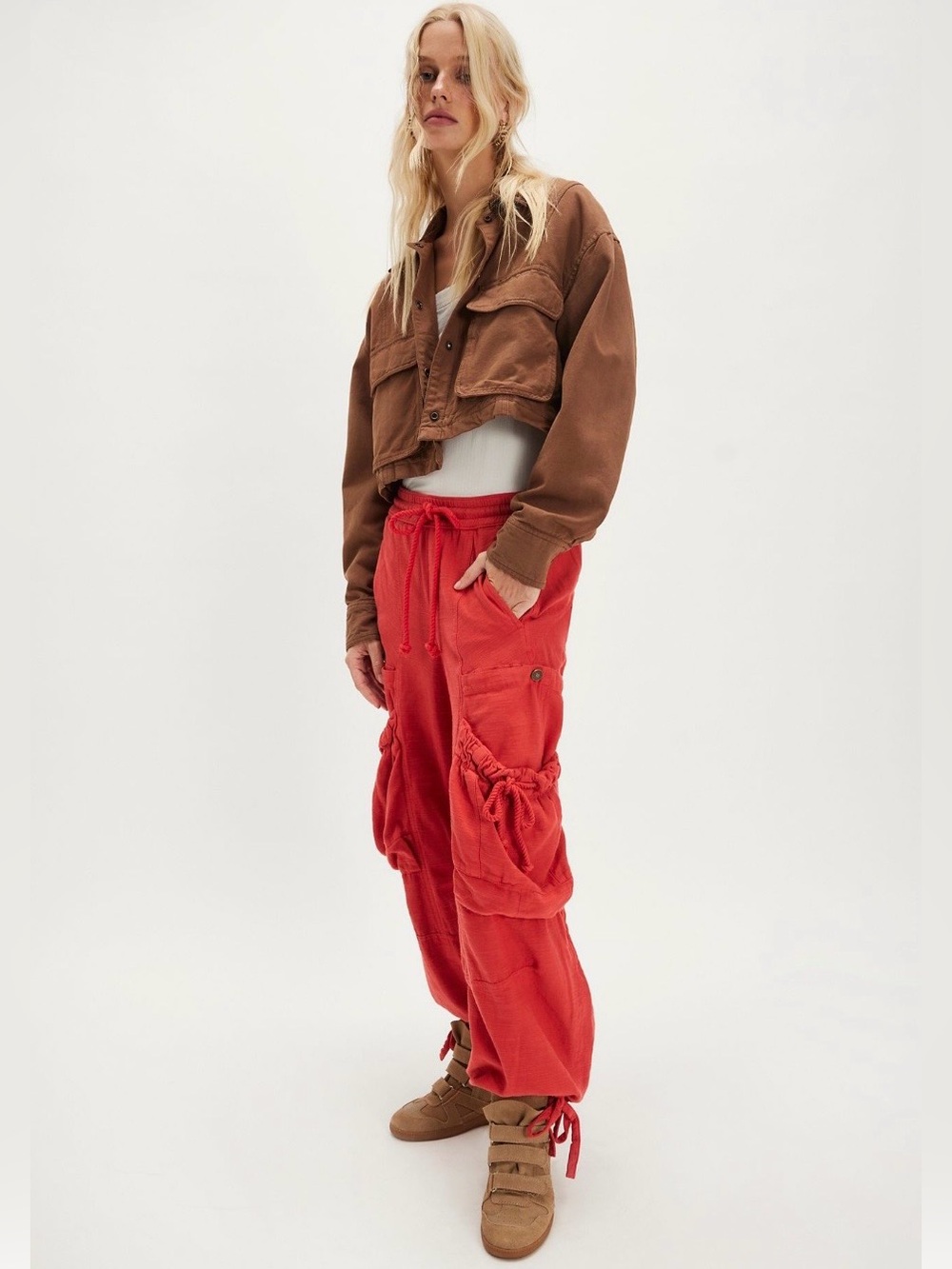 Free People We The Free Ashton Pull On Full Length Cargo Pants NWT SIze XS